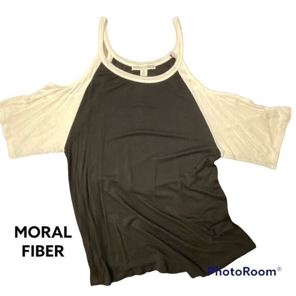 Woman’s JR Moral Fiber SZ M Cold Shoulder Baseball T-Shirt - Picture 1 of 6